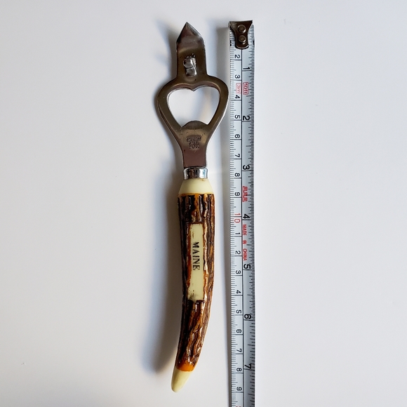 60's Vintage 'Maine' Antique Deer Stag Antler Bone Bar Tool Combi Bottle Opener - Picture 5 of 11
